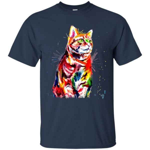 Cat T Shirt Cat Colorful Tie Dye Cat Colorful Tye Dye Kitten T-Shirt - Image 3