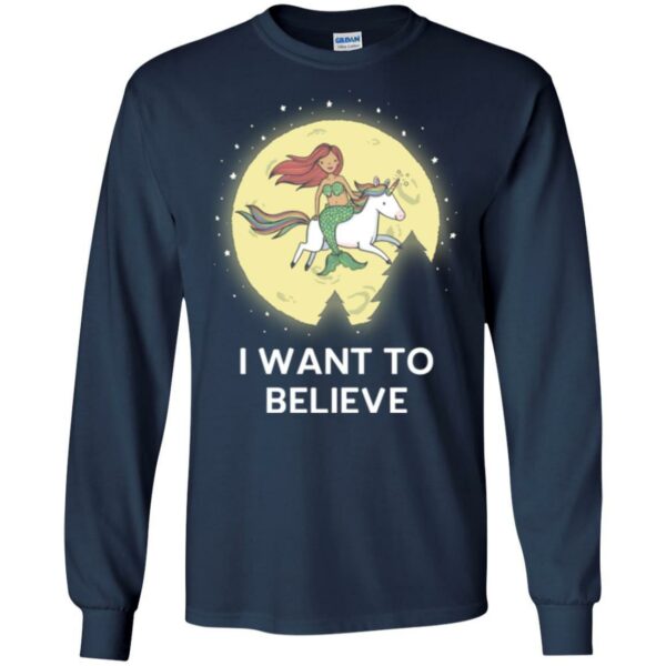 Mermaid T-Shirt I Mermaid Want To Believe With Her Unicorn For Funny Gift T-Shirt - Image 6