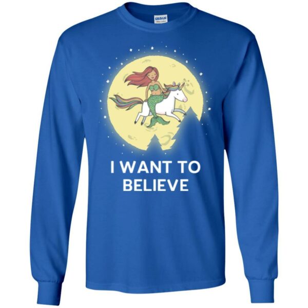 Mermaid T-Shirt I Mermaid Want To Believe With Her Unicorn For Funny Gift T-Shirt - Image 7