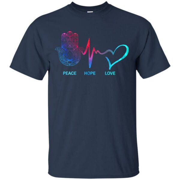 Yoga T-Shirt Peace Hope Love Harmsa Heartbeat Shirts - Image 3