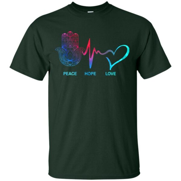 Yoga T-Shirt Peace Hope Love Harmsa Heartbeat Shirts - Image 4